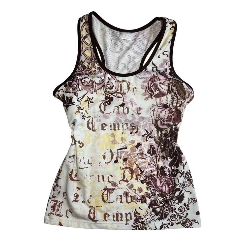 2000s punk music note floral tank ₊ ♪˚⊹